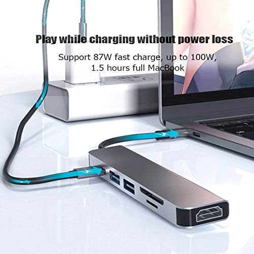 Adaptador C Hub C USB C 6 em 1 USB C a USB 3.0 Dock Compatível com HDMI USB-C Tipo C 3.0 Divulgador