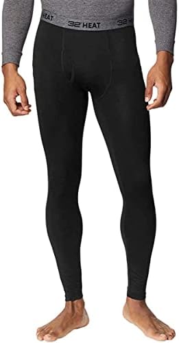 32 graus mens 2 pacote de pacote desempenho térmico Baselayer Pant Leggings, preto/preto