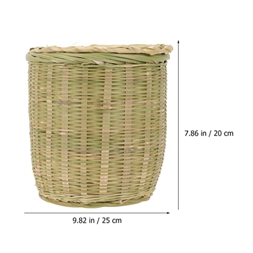 Zerodeko Storage Wicker Waste Basket com tampa de lixo de lixo pode lixo de lixo de lixo de vime Willow Wastpaper cesta