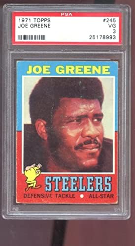 1971 Topps 245 Joe Greene Rookie RC PSA 3 Cartão de futebol graduado significa Steelers - Cartões de futebol não