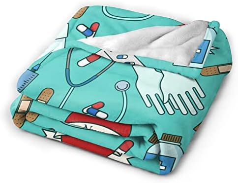 HMKLPI enfermeira tema médica cobertor Presentes de enfermagem para mulheres Ultra luxuoso durante toda a estação Flanela aconchegante de flanela