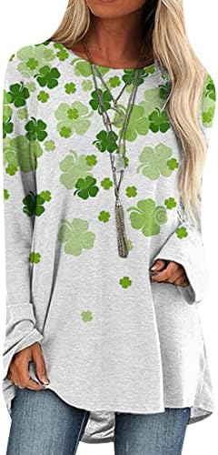 Yming Womens St. Patricks Day Crewneck Pullover Clover impresso camisas longas do dia irlandês Shamrock Sorthirt Tops
