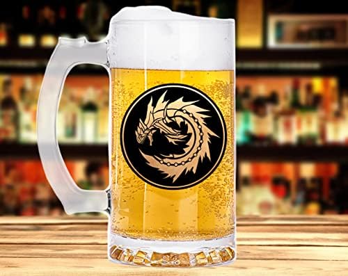 MHW Lavasioth Glass Beer Caneca. Caneca de cerveja MHW personalizada. Caneca para jogadores. Tankard. Presente para ele. Presente