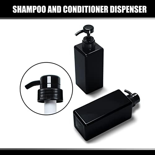 Dispensador de shampoo, Yaceyace 2pcs 16,9 onças de shampoo preto e dispensador de condicionador garrafas de shampoo vazias com bombas