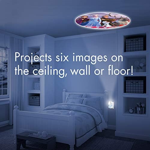 Projectables Frozen 2 LED Night Light, 6), plug-in, anoitecer ao anoitecer, listado por UL, cenas de Elsa, Anna e Olaf no teto, parede ou piso, ideal para o quarto, berçário, 45028, branco
