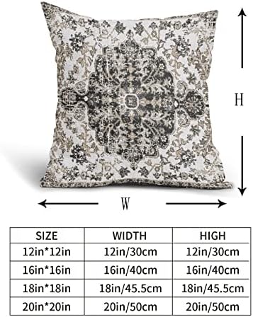 Preto branco cinza étnico boho arremesso de travesseiro de 18x18 polegadas Conjunto de 2 travesseiros vintage de tapete boêmio