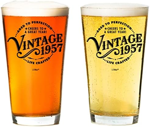 1957 Presentes de aniversário de 66 anos Glass de cerveja para homens Mulheres | Presente de aniversário para mulher Mulher completando