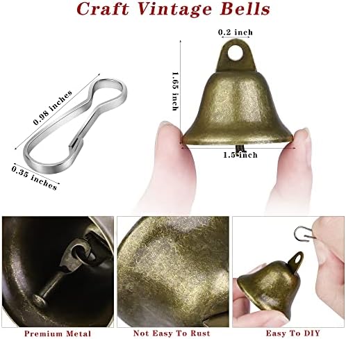 Aodaer 36 peças artesanato de Natal sinos vintage bronze sinos vintage sinos de natal com ganchos de primavera sino
