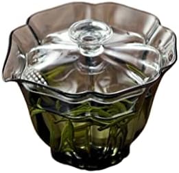 Yiylunneo auto-filtrante de ponta de vidro de gaiola de gaiola de ponta de vidro de alta tigela verde tigela de chá doméstico