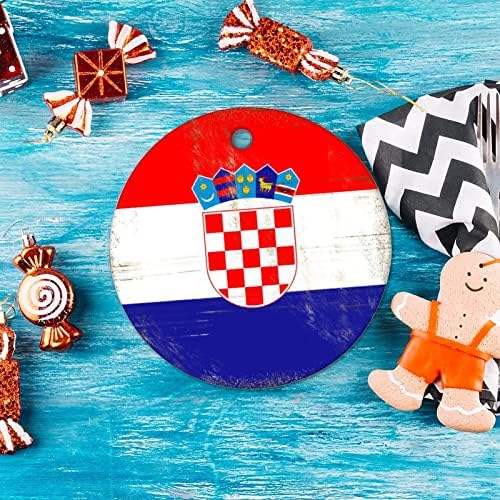 Ornamento de cerâmica de Natal Croácia bandeira de natal ornamento country sinalizadores de porcelana Ornamento engraçado de Natal Memrable ornament Gift para decorações de festa de natal 3 polegadas
