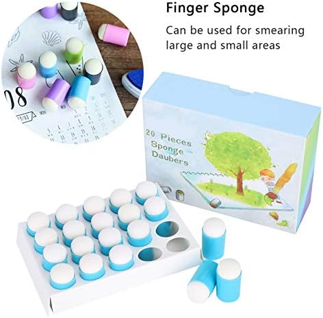 20pcs dedo esponja daubers infantil em caixa pintando cartão de tinta fazendo desenho de pintura de dedo DIY Conjunto de