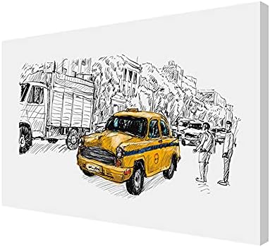 999Store Yellow Car Canvas Pintura Ulp36540398