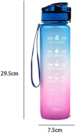 WSSBK 1L Plastic Sports Outdoor Water Bottle com Lembrete de escala de tempo gradiente