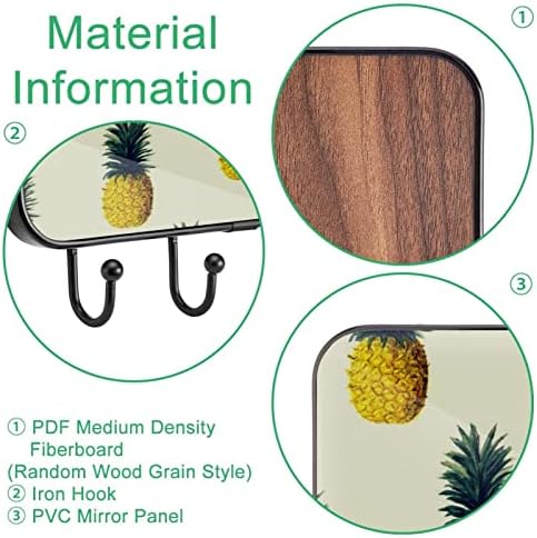 Ganchos de parede tfcocft, ganchos para pendurar, ganchos de parede adesivos, ganchos autônomos, padrão de frutas de abacaxi amarelo