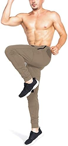 Zenwill Mens cônico Treino calças de corrida, treinamento de jogador Sweats Sweat Fit com bolsos com zíper