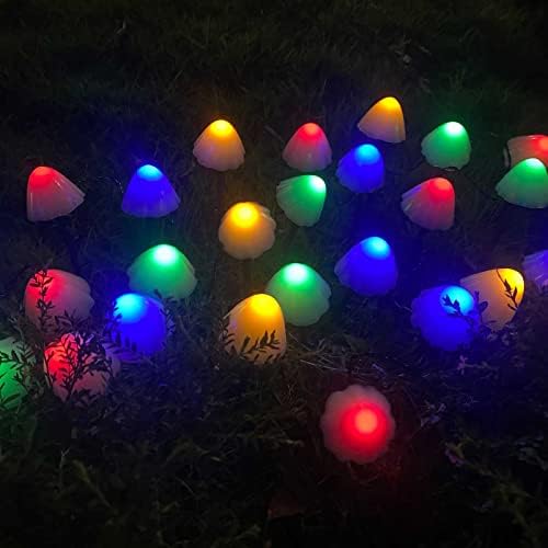 Luzes de decoração de cogumelos do jardim solar de SenKefei SS - Lâmpada à prova d'água ao ar livre Mudando de cor de fada para o Natal, Halloween, quintal, gramado, camping, festa