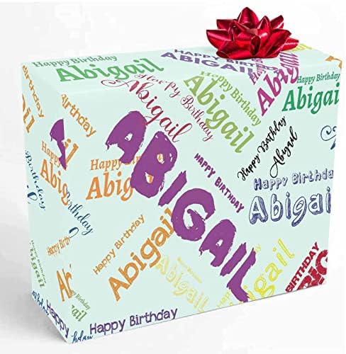Nomes personalizados embrulhar papel personalizado turquesa feliz aniversário engraçado papel rolo de aniversário presente para meninos meninas chá de chá de bebê aniversário 58x23 polegadas 5 roll
