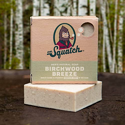 Dr. Squatch todo sabonete de barra natural para homens com grão média - Birchwood Breeze