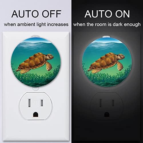 2 Pacote Plug-in Nightlight LED Night Light com Dusk-to-Dawn para o quarto de crianças, viveiro, cozinha, corredor de tartaruga