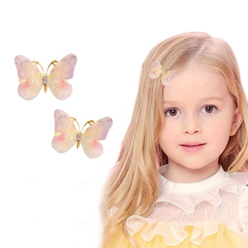 Clipes de borboleta de 2pcs para cabelos, clipes de borboleta colorida clipes de cabelo borboleta feitos à mão para meninas adolescentes