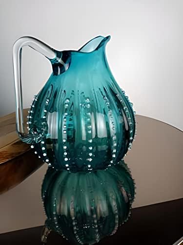 Handmade Blown Glass Badyd Handd Beller, Murano Glass Oiler, Murano Jug, pires de vidro, arremessador vintage, jarro vintage