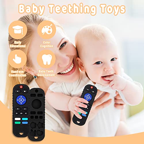 Brinquedos de bebê mordomo, 3 pcs/conjunto de brinquedos iniciais para bebês de 3 a 12 meses de controle remoto de silicone macio formam brinquedos para bebês com alívio da dentição de tubo acalmar os brinquedos para bebês de 3 a 12 meses