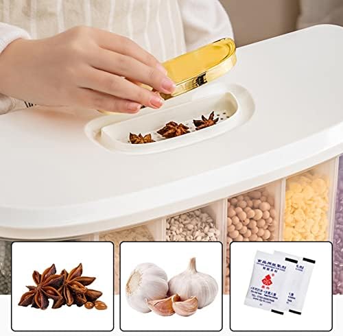 Dispensador de cereais de montagem na parede dispensador de 6 grade recipiente de armazenamento de alimentos seco com tampas para grãos de arroz grãos de lavanderia de cereal caixa