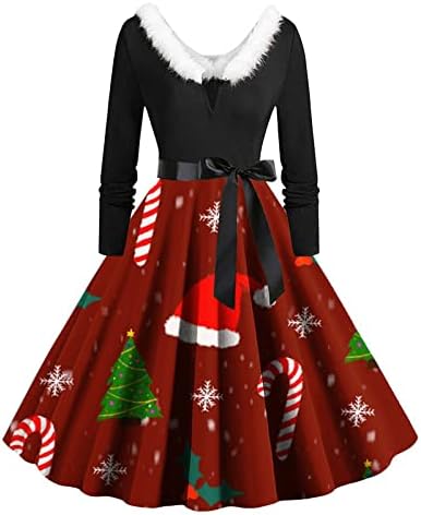 Vestidos de Natal femininos 2022 Pullover High Slave Dress Dress Casual Cainha de pescoço Hépburn Dress