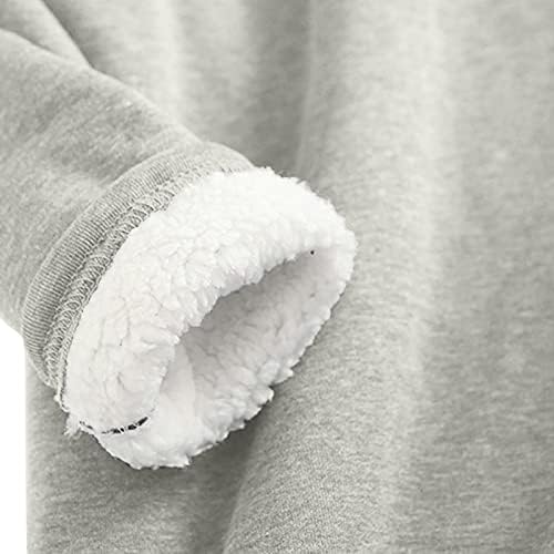 Moletom de lã forrado no inverno para mulheres, 2022 plus size suéteres de Natal de manga longa de pullover quente de manga longa