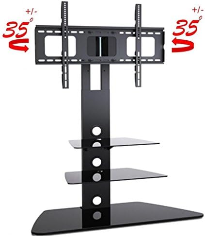 2xhome - TV Stand com prateleiras - Sistema de prateleira de vidro temperado Sistema de prateleiras combinada de unidade de rack base