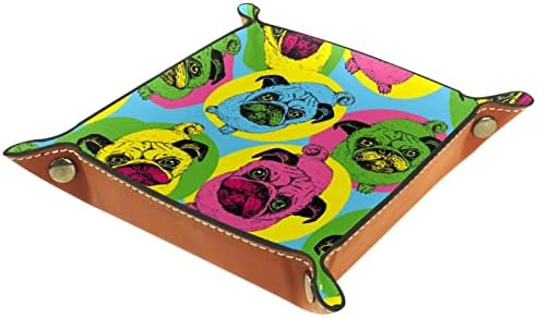 Rolling Dice Games Tray Dog Leather Square Jewelry Bandejas -chave Caixa de armazenamento de doces Caixa de armazenamento