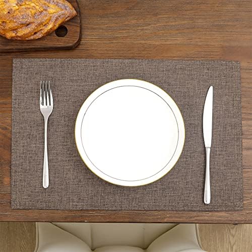 Shacos Placemats Conjunto de 4 para mesa de jantar lavável mesa de mesa grossa linho de pano resistente ao calor como