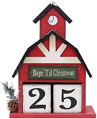 Xrretaop Christmas Housed Houseds, Christmas Wooden Calendário Ornamento de Natal Casa em forma de decoração de calendário para festival