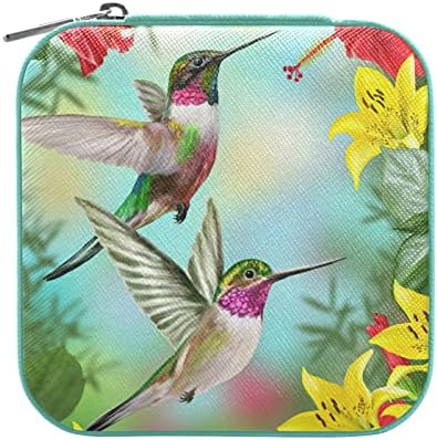 Birds Flower Bossa Hummingbirds Jóias Viagem Casa de jóias PU Couro portátil Caixa de joias portátil Organizador