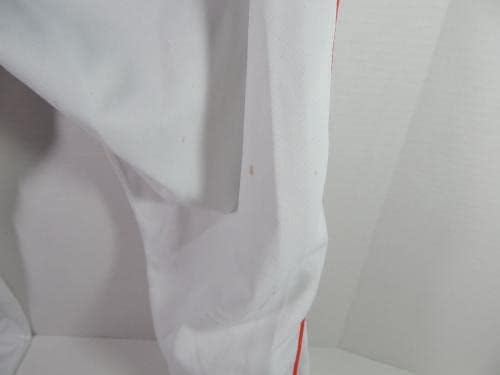 2014 Miami Marlins Enrique Hernandez 55 Game usou calças brancas 39-41-33 642-Jogo usado calças MLB usadas