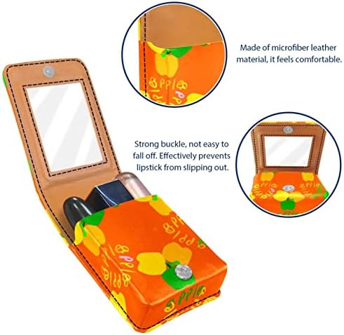 Bolsa de batom de batom de maquiagem de oryuekan com espelho portátil de armazenamento portátil de armazenamento de armazenamento de lipshls de armazenamento, desenho animado adorável frutas