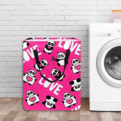 Love panda estampa de lavanderia dobrável, cestas de lavanderia à prova d'água de 60L de lavagem de roupas de roupas de roupas para dormitório para o dormitório quarto do banheiro