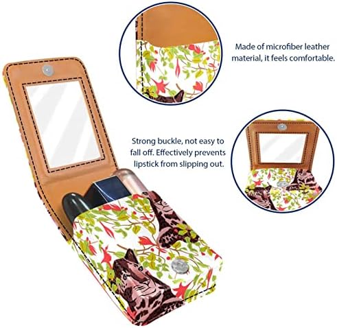 Caixa de batom de Oryuekan com espelho bolsa de maquiagem portátil fofa, bolsa cosmética, leopardo floral vintage floral