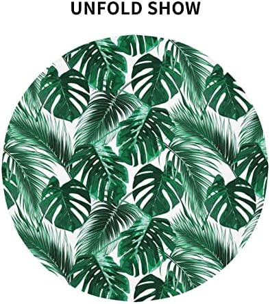 Tolera de mesa de palmeira tropical de verão redonda de 60 polegadas de vinil aquarela folhas verdes folhas de mesa de tecido impermeável