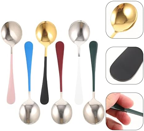 Hemoton 6pcs Sopa colheres de aço inoxidável colheres de aço misturando colheres de sopa mexendo colheres de café