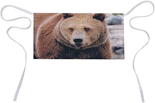 Alberta Grizzly Bear 11,8 polegadas Cintura Avental Servidor de garçonete Meio aventais com 3 bolsos para café em casa