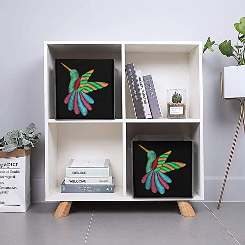 Cubos de armazenamento coloridos de beija -flor organizadores de tecidos dobráveis ​​com alças Coscendo da caixa de