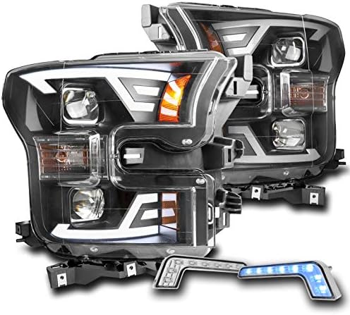 ZMAUTOPTS LED DRL Black Projecor Feardlamps faróis com luzes DRL de 6,25 LED azul para 2015-2017 Ford F-150
