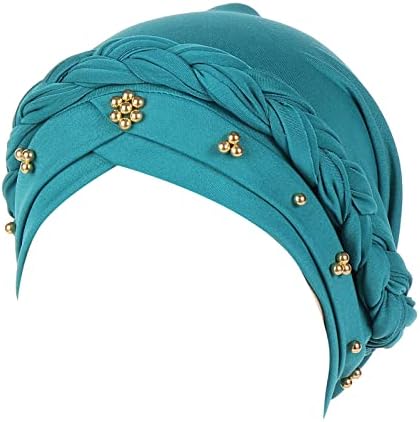 Chapéu de gorro vintage para mulheres pérolas pérolas tampa de cabeceira da moda do crânio Caps Caps de quimioterapia elástica Headwrap for Women