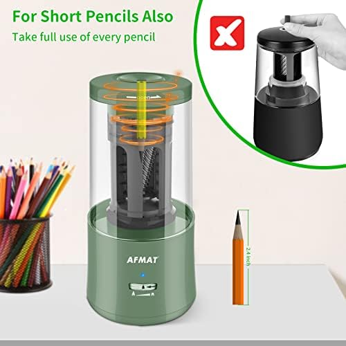 Apontador de lápis elétrico sem mãos, afiador de lápis Afmat Regargable, apontador de lápis totalmente automático para lápis