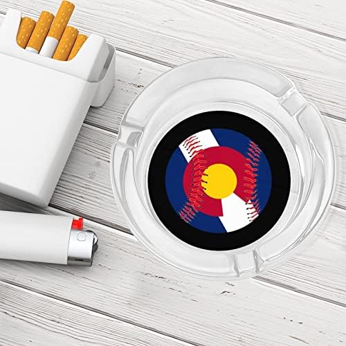 Bandeira da bandeira do Colorado Baseball lindamente estampado grossa cinzas de vidro cinzas redondas de cigarro redondo