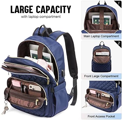 Backpack de laptop LoveVook para mulheres, bolsa de mochila de viagem de laptop acolchoada com zíper anti-roubo, elegância