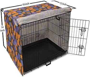 Capa de caixa de cachorro vintage lunarável, padrão contínuo de silhuetas abstratas de frutas em galhos, capa de canil de estimação fácil de usar para cachorros de cachorros pequenos gatinhos, 18 polegadas, violeta escuro e laranja