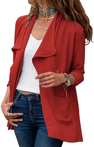 Jaquetas casuais blazer para mulheres, mulheres casuais jaqueta de blazers abertos de lapela de lapela acolhedora casaca de trabalho