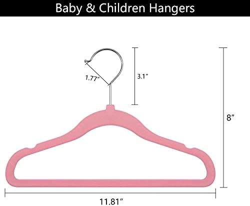 Cabides de gabinete de gabinete do Goodto, cabides de bebê sem deslizamento, cabides infantis rosa de 20 pacote de roupas de bebê para armário